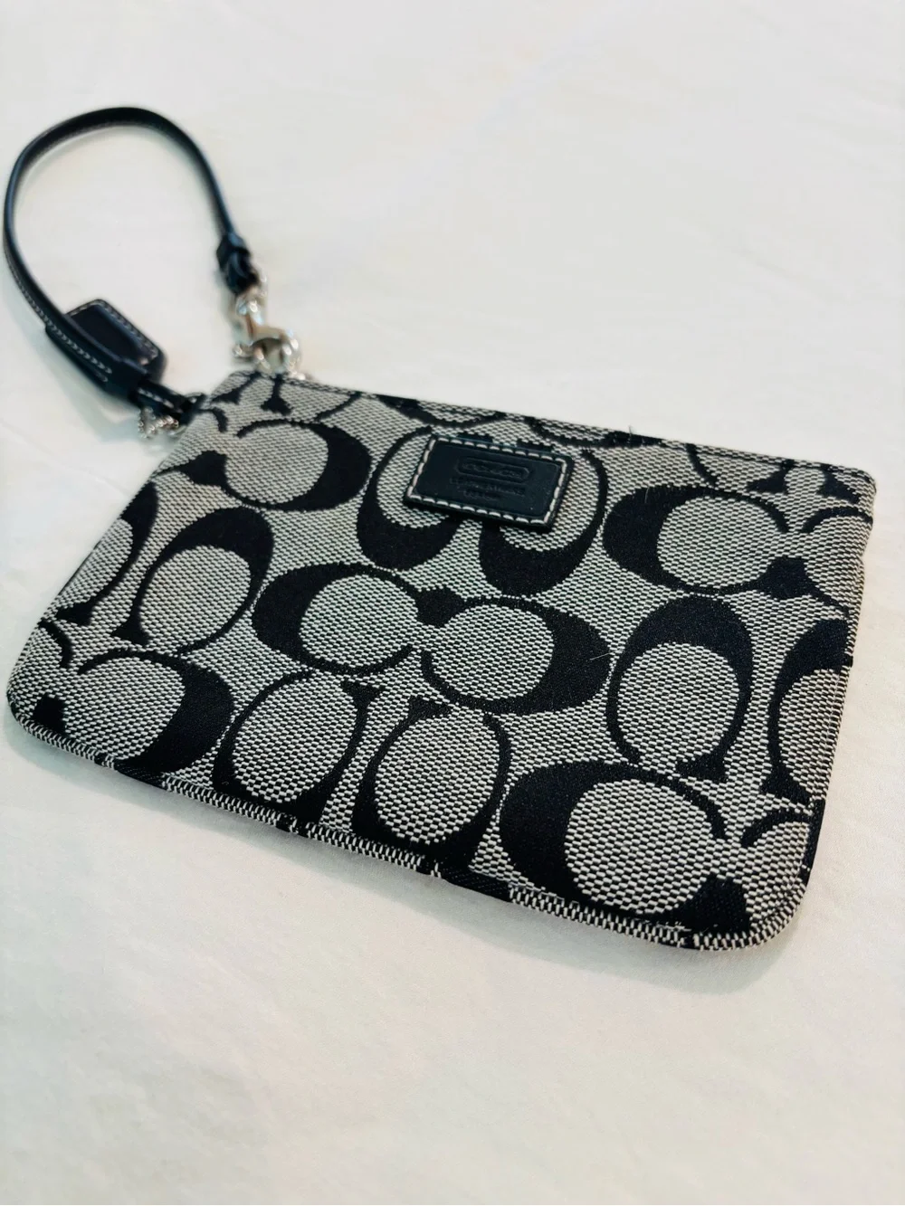 Coach Women’s Signature Pattern Canvas Mini Wristlet